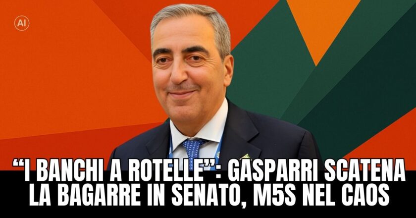 Gasparri inchioda il M5S sui banchi a rotelle: scoppia il caos in Senato