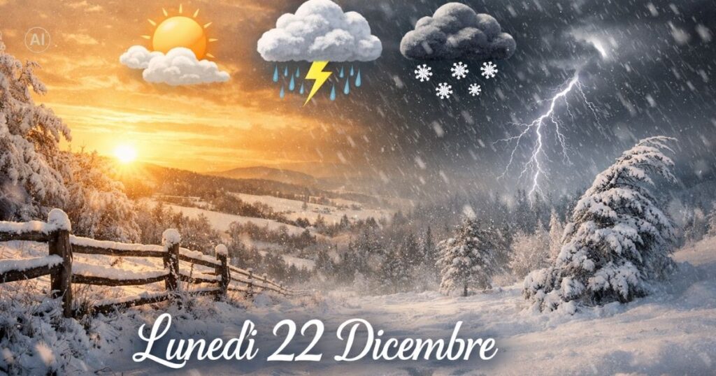 Meteo 22 dicembre lunedì