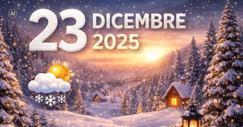 Previsioni meteo valide per l’intera giornata di domani, martedì 23 dicembre 2025