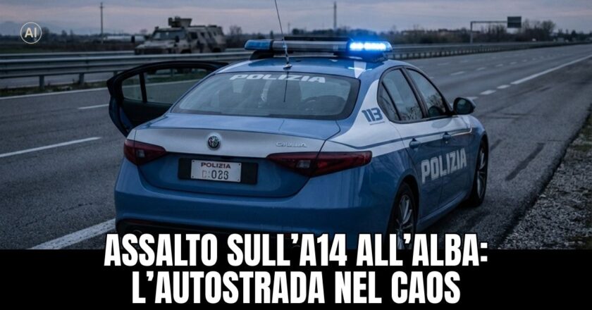 Rapina al portavalori sulla A14: banda blocca l’autostrada con chiodi e fiamme
